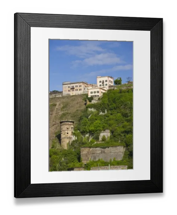 Framed Print : Germany, Rheinland-Pfaltz, Koblenz. Festung Ehrenbreitstein fortress, b. 1832 and Rhein River