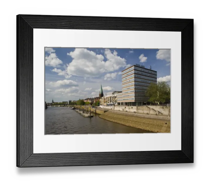 Framed Print : Germany, State of Bremen, Bremen. Weser River waterfront Framed Print : Germany, State of Bremen, Bremen. Weser River waterfront