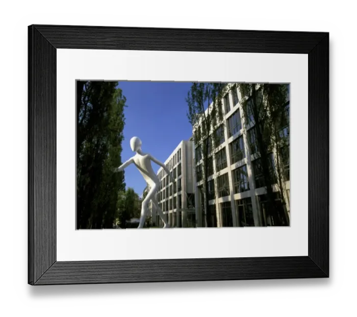 Framed Print : Germany, Bayern, Munich. Walking Man statue