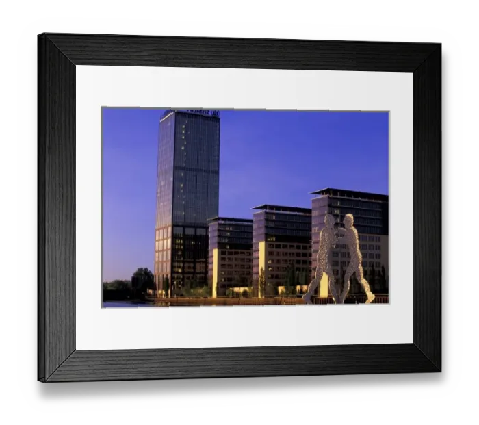 Framed Print : Germany, Berlin, Treptow. Osthafen, east harbor, morning view with sculpture Framed Print : Germany, Berlin, Treptow. Osthafen, east harbor, morning view with sculpture