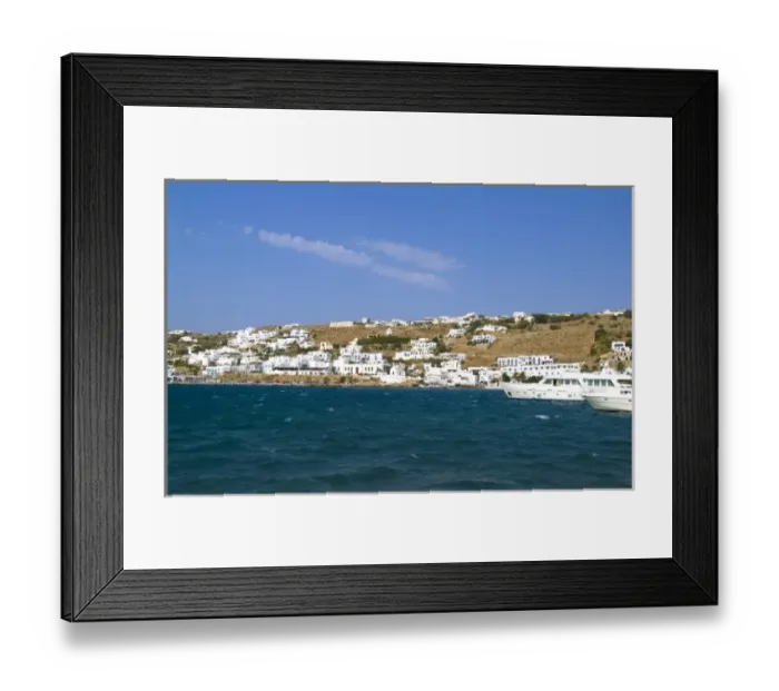 Framed Print : Beautiful white buildings in downtown village of the island of Mykonos Greece Framed Print : Beautiful white buildings in downtown village of the island of Mykonos Greece