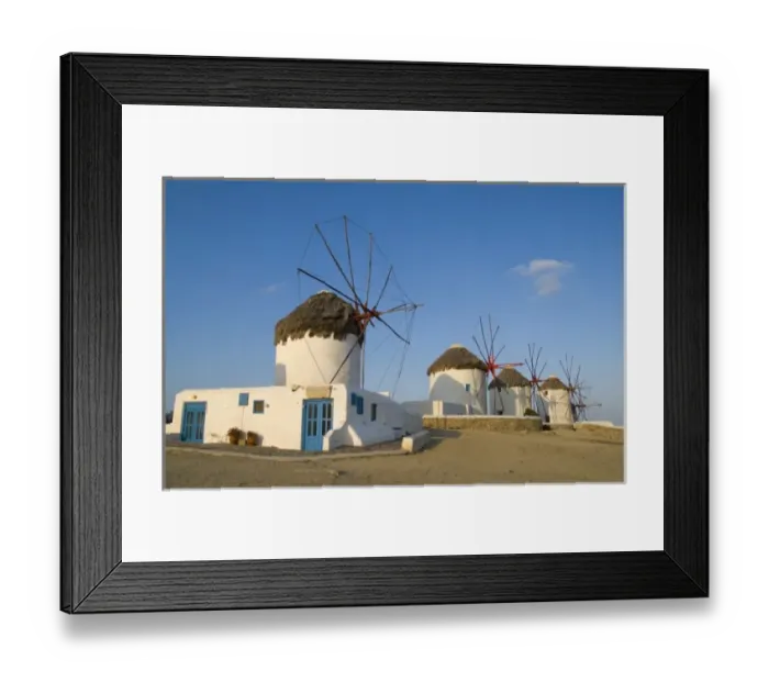 Framed Print : Beautiful windmills on the island of Mykonos, Greece Framed Print : Beautiful windmills on the island of Mykonos, Greece