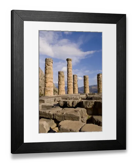 Framed Print : Famous ruins of the Temple of Apollo in the historical town of Delphi, Greece