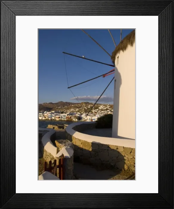 Framed Print : Windmills across from Little Venice, in Mykonos Framed Print : Windmills across from Little Venice, in Mykonos