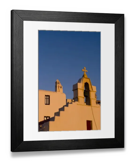 Framed Print : Local church with a cross on Mykonos, Greece