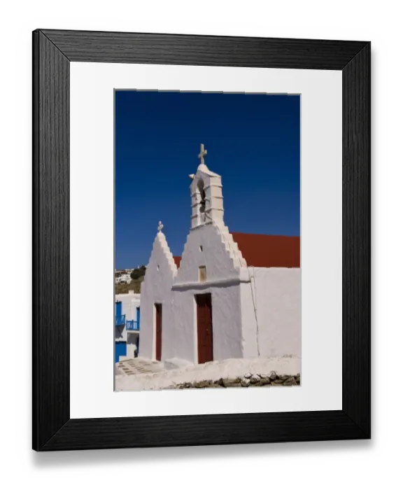 Framed Print : A typical whitewashed church, Myconos, Greece Framed Print : A typical whitewashed church, Myconos, Greece