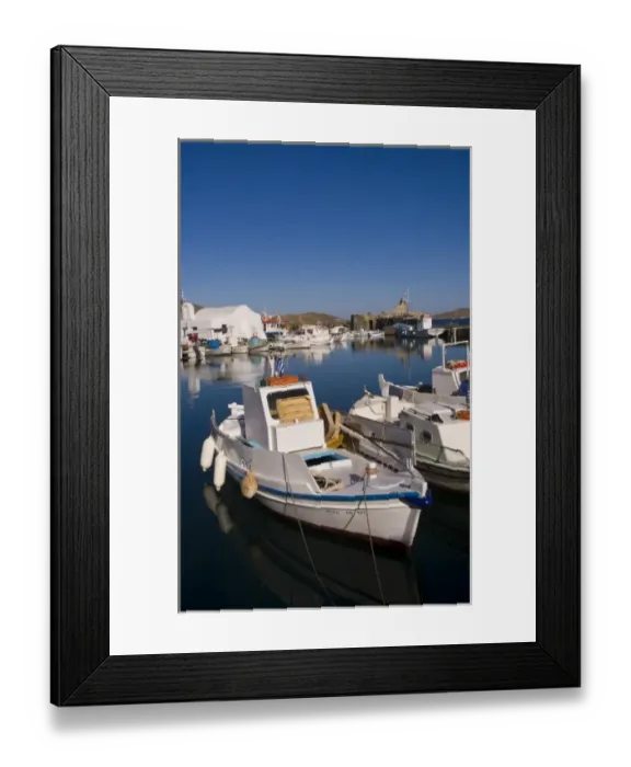 Framed Print : Harbor Naoussa on Paros Island with fishing boats, Greece Framed Print : Harbor Naoussa on Paros Island with fishing boats, Greece