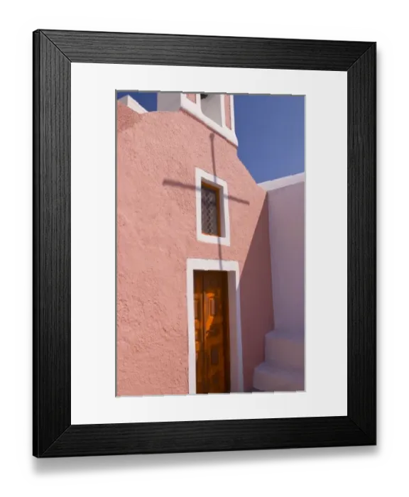Framed Print : Village of Oia, with a pink church on the cliff