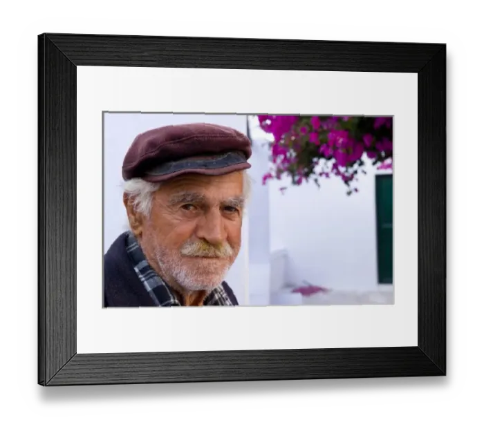 Framed Print : A local fisherman, portrait, Oia Santorini (MR) Framed Print : A local fisherman, portrait, Oia Santorini (MR)