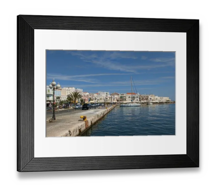 Framed Print : Hermoupolis, Syros Island, Greece. Quaint harbor and main street downtown Framed Print : Hermoupolis, Syros Island, Greece. Quaint harbor and main street downtown