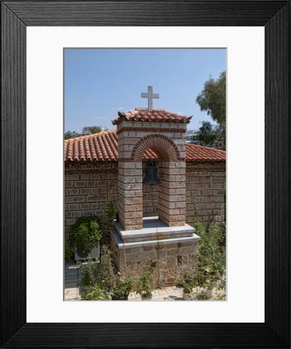 Framed Print : Small Greek Orthodox church right next to new Acropolis Museum in downtown Athens Greece Framed Print : Small Greek Orthodox church right next to new Acropolis Museum in downtown Athens Greece