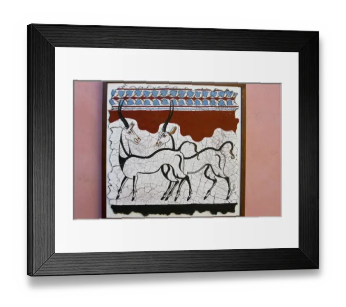 Framed Print : Close up of painting in artwork store in Oia in Greek Islands of Santorini on Holiday