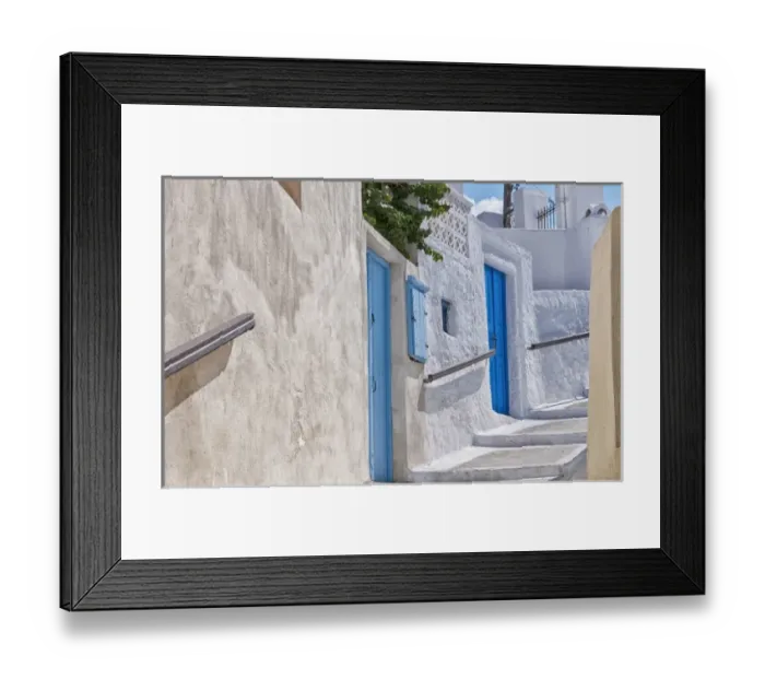 Framed Print : Abstract view of small traditional village near Kamari in Santorini in Greek Islands Framed Print : Abstract view of small traditional village near Kamari in Santorini in Greek Islands