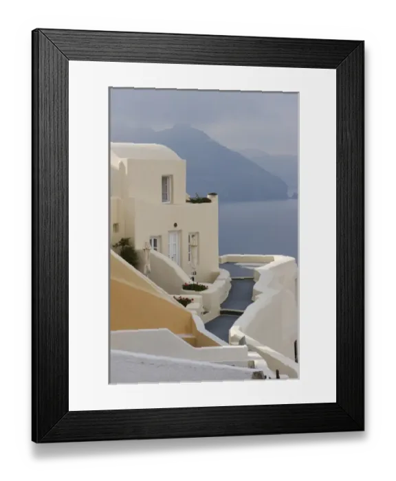 Framed Print : Europe, Greece, Santorini, Thira, Oia. Pathway to end villa overlooking the sea. Credit as Framed Print : Europe, Greece, Santorini, Thira, Oia. Pathway to end villa overlooking the sea. Credit as