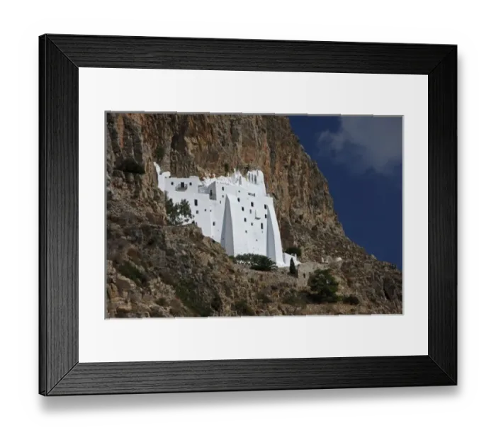Framed Print : Greece, Amorgos. Hozoviotissa Greek Orthodox Monastery, dating from the eleventh century