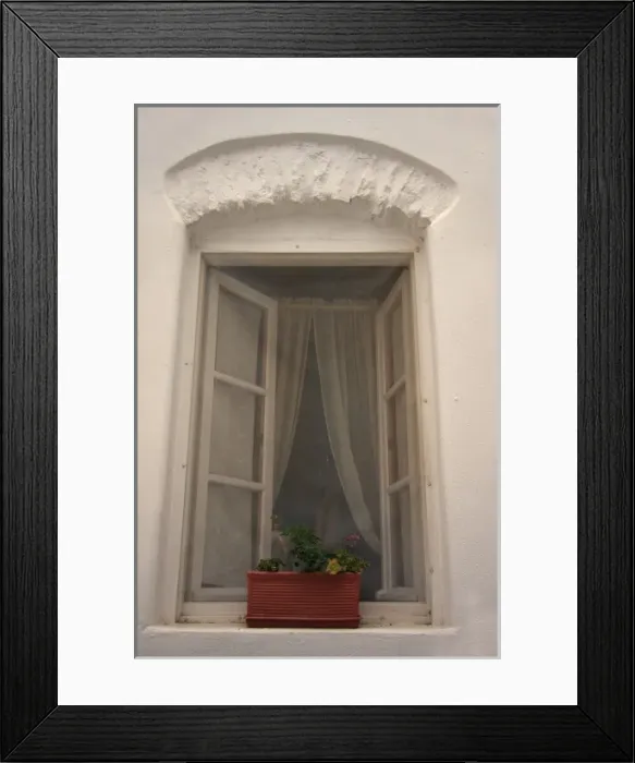 Framed Print : Greece, Paros, Marpissa. A traditional window in a Greek home Framed Print : Greece, Paros, Marpissa. A traditional window in a Greek home