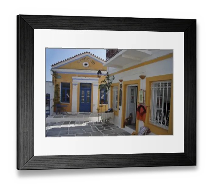 Framed Print : Greece, Paros, Lefkes. Neo-Classical buildings surround a village square Framed Print : Greece, Paros, Lefkes. Neo-Classical buildings surround a village square