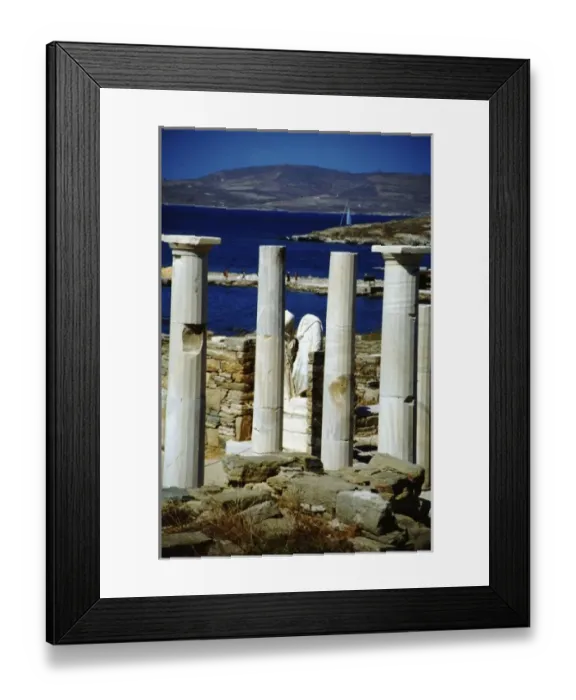 Framed Print : Greece, Aegean Sea, Delos. Sacred Harbor area with column ruins Framed Print : Greece, Aegean Sea, Delos. Sacred Harbor area with column ruins