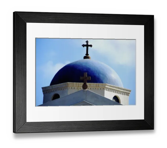 Framed Print : Greece, Aegean Sea, Mykonos. Church top dome with cross Framed Print : Greece, Aegean Sea, Mykonos. Church top dome with cross