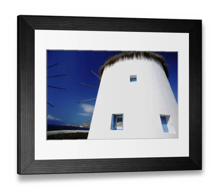 Framed Print : Greece, EU, Aegean Sea, Mykonos. Typical landmark seaside windmills Framed Print : Greece, EU, Aegean Sea, Mykonos. Typical landmark seaside windmills