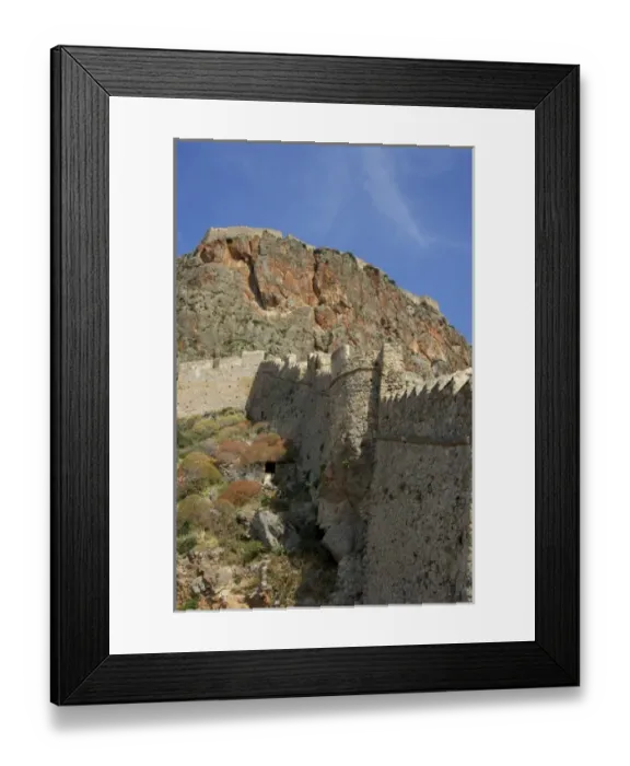 Framed Print : Europe, Greece, Peloponnese, Monemvasia (single entrance). Ancient city walls. Medieval Framed Print : Europe, Greece, Peloponnese, Monemvasia (single entrance). Ancient city walls. Medieval