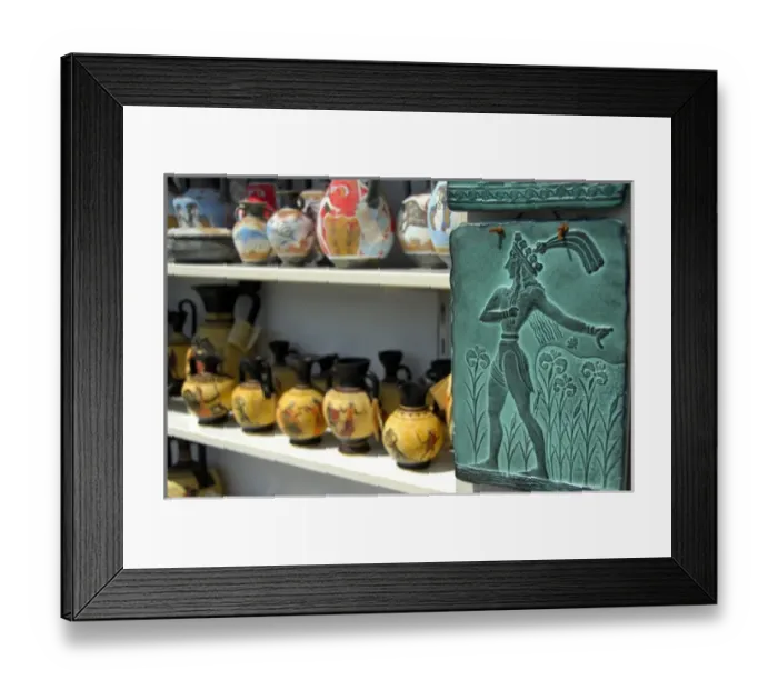 Framed Print : Europe, Greece, Crete (aka Kriti), Heraklion (aka Iraklion). Typical Greek souvenirs