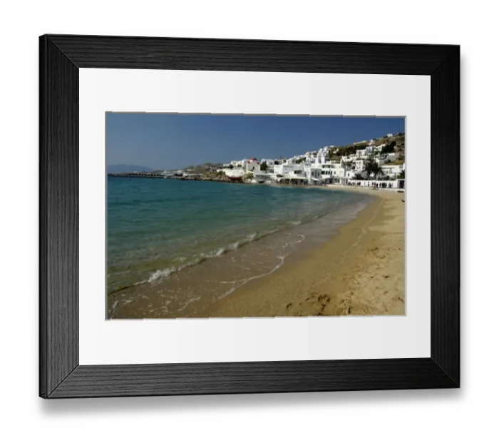 Framed Print : Europe, Greece, Mykonos. Typical beach