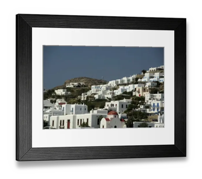 Framed Print : Europe, Greece, Mykonos. Typical homes