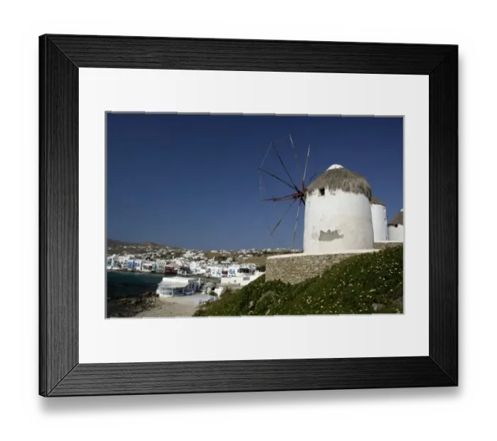 Framed Print : Europe, Greece, Mykonos. Historic whitewashed windmill Framed Print : Europe, Greece, Mykonos. Historic whitewashed windmill