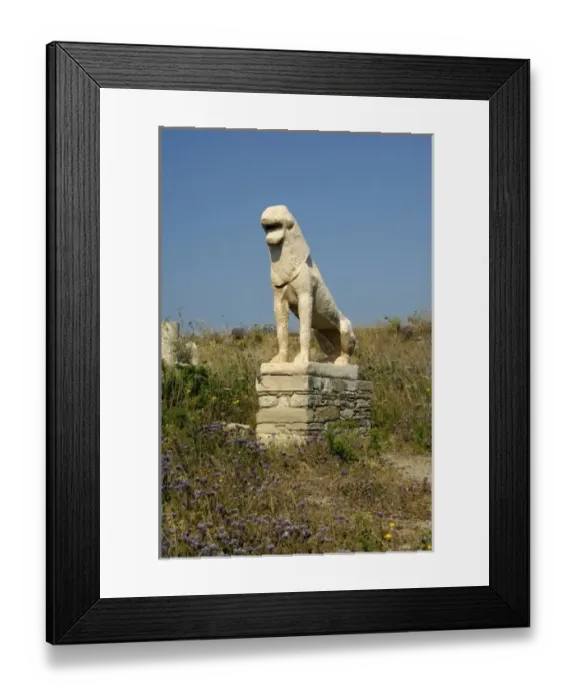 Framed Print : Europe, Greece, Cyclades, Delos. Famous 7th century Lions of the Naxians