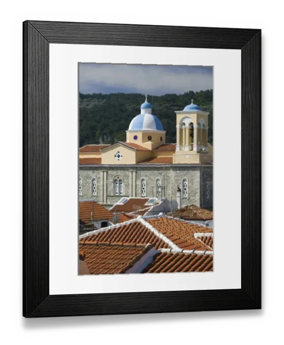 Framed Print : GREECE, Northeastern Aegean Islands, SAMOS, Kokkari: Kokkari Town Church