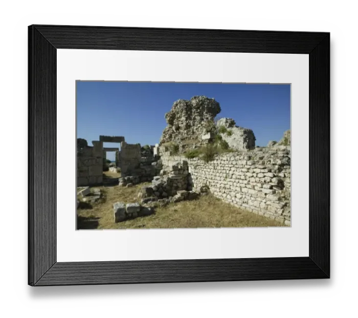 Framed Print : GREECE, Northeastern Aegean Islands, SAMOS, Pythagorio: Ruins of Ancient Thermes (Baths)