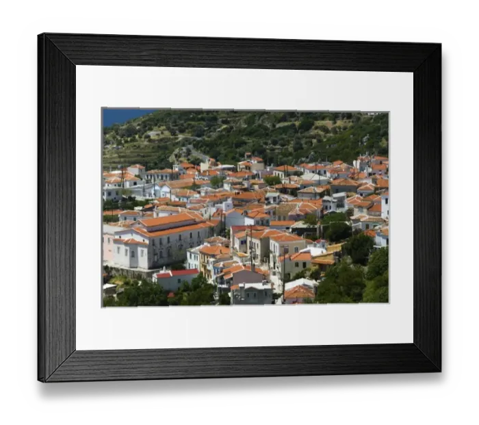 Framed Print : GREECE, Northeastern Aegean Islands, SAMOS, Marathokampos: Town View Western Samos