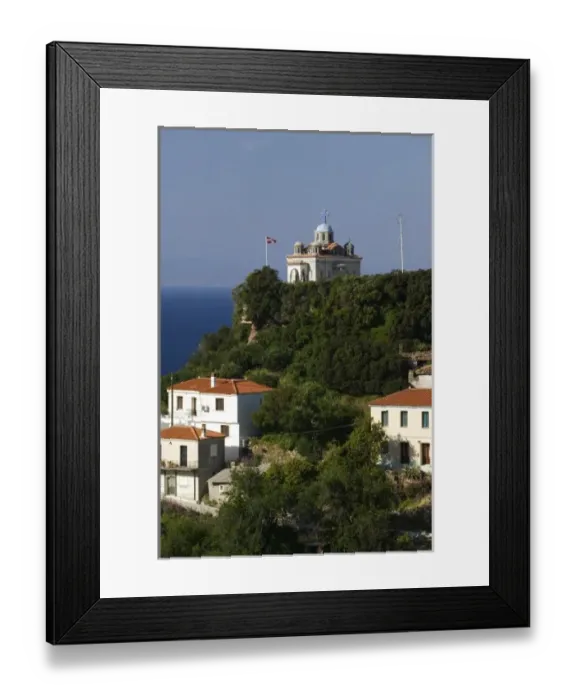 Framed Print : GREECE, Northeastern Aegean Islands, SAMOS, Karlovasi: View of Agia Triada Church