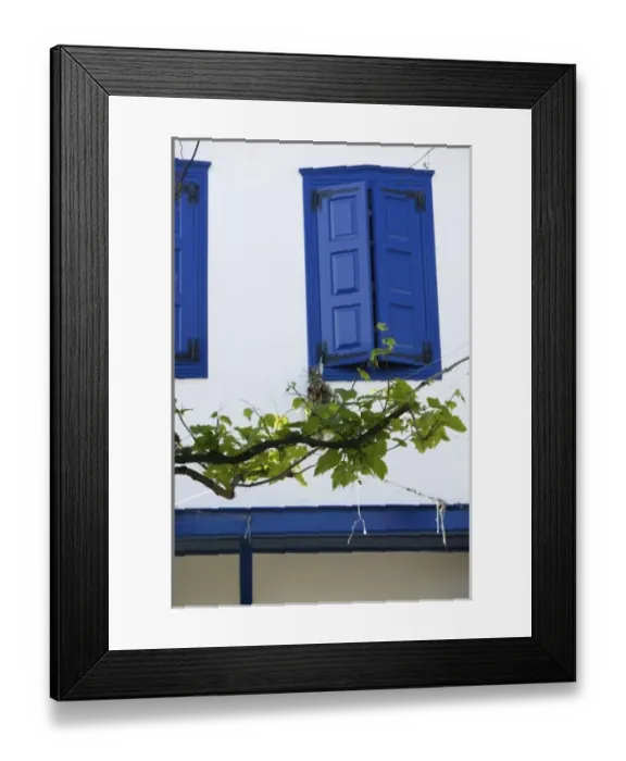 Framed Print : GREECE, Northeastern Aegean Islands, SAMOS, Vourliotes: Building Detail