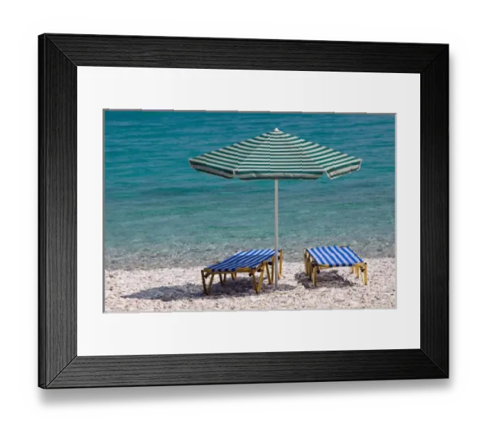 Framed Print : GREECE, Northeastern Aegean Islands, SAMOS, Kokkari: Beach Chairs on Tsamadou Beach Framed Print : GREECE, Northeastern Aegean Islands, SAMOS, Kokkari: Beach Chairs on Tsamadou Beach