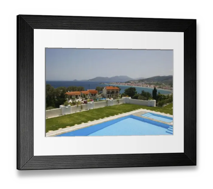 Framed Print : GREECE, Northeastern Aegean Islands, SAMOS, Kokkari: Swimming Pool View of Kokkari Framed Print : GREECE, Northeastern Aegean Islands, SAMOS, Kokkari: Swimming Pool View of Kokkari