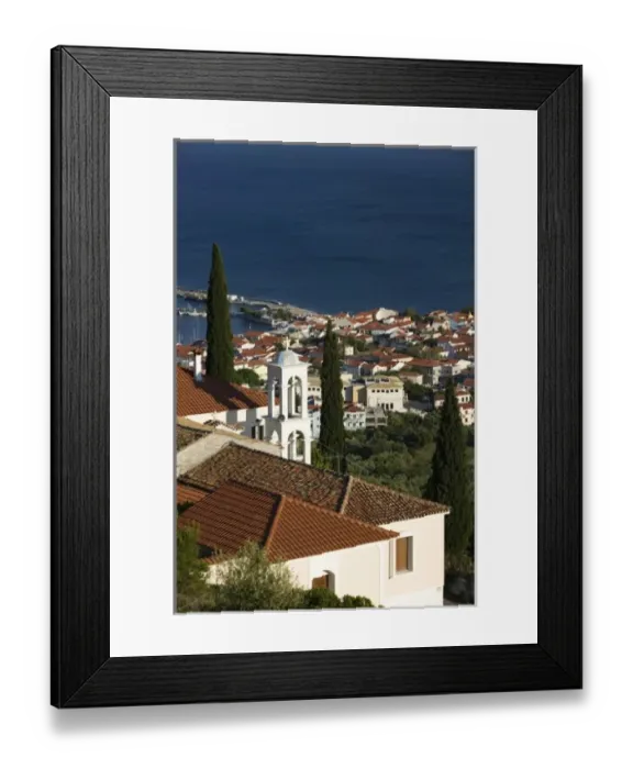 Framed Print : GREECE, Northeastern Aegean Islands, SAMOS, Pythagorio: Town View with Belltower Framed Print : GREECE, Northeastern Aegean Islands, SAMOS, Pythagorio: Town View with Belltower