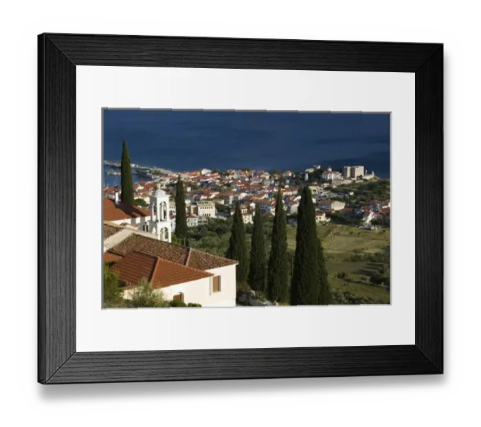 Framed Print : GREECE, Northeastern Aegean Islands, SAMOS, Pythagorio: Town View with Belltower Framed Print : GREECE, Northeastern Aegean Islands, SAMOS, Pythagorio: Town View with Belltower