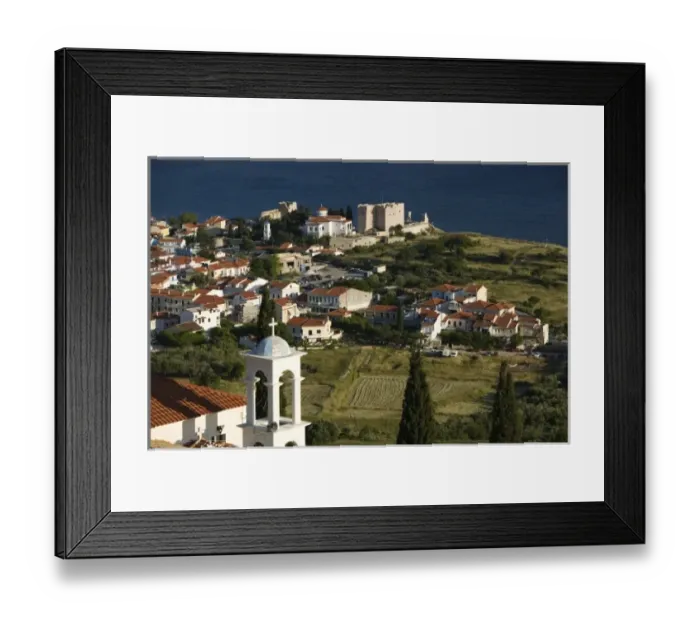 Framed Print : GREECE, Northeastern Aegean Islands, SAMOS, Pythagorio: Town View with Belltower Framed Print : GREECE, Northeastern Aegean Islands, SAMOS, Pythagorio: Town View with Belltower