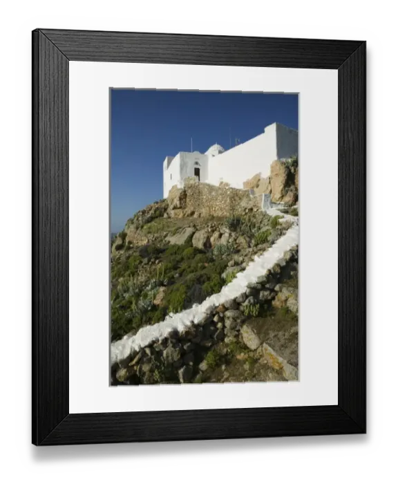 Framed Print : GREECE, Dodecanese Islands, PATMOS, Hora: St. Ilias Hill and Church / Late Afternoon Framed Print : GREECE, Dodecanese Islands, PATMOS, Hora: St. Ilias Hill and Church / Late Afternoon