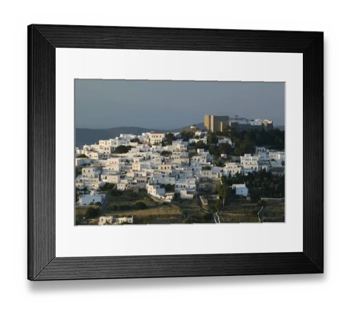Framed Print : GREECE, Dodecanese Islands, PATMOS, Hora: Hillside Town View and Monastery of St Framed Print : GREECE, Dodecanese Islands, PATMOS, Hora: Hillside Town View and Monastery of St