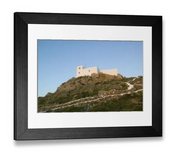 Framed Print : GREECE, Dodecanese Islands, PATMOS, Hora: St. Ilias Hill and Church / Sunset Framed Print : GREECE, Dodecanese Islands, PATMOS, Hora: St. Ilias Hill and Church / Sunset