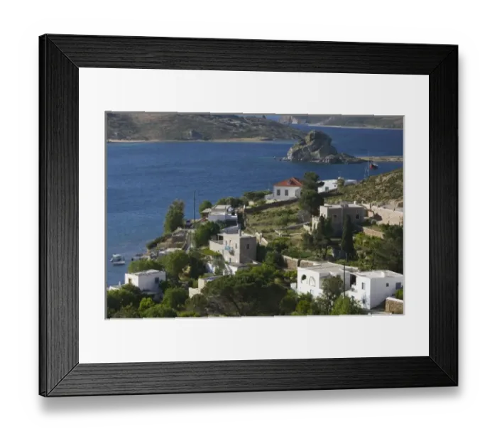 Framed Print : GREECE, Dodecanese Islands, PATMOS, Grikos: View of Grikos Town  /  Southeast Patmos