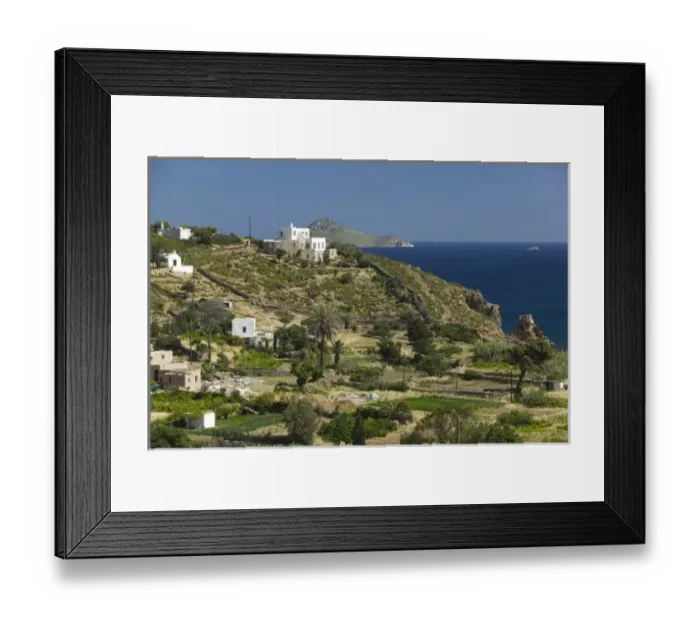 Framed Print : GREECE, Dodecanese Islands, PATMOS, Kampos: Hillside Houses by Kampos Bay Framed Print : GREECE, Dodecanese Islands, PATMOS, Kampos: Hillside Houses by Kampos Bay