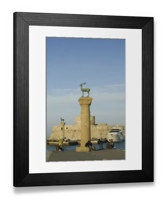 Framed Print : GREECE, Dodecanese Islands, RHODES, Rhodes Town: Mandraki Harbor, View of Agios Nikolaos Framed Print : GREECE, Dodecanese Islands, RHODES, Rhodes Town: Mandraki Harbor, View of Agios Nikolaos