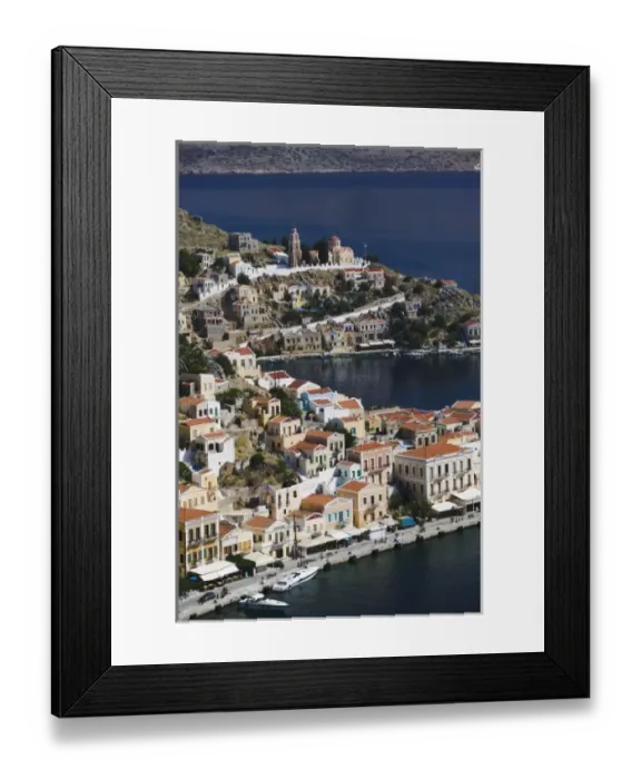 Framed Print : GREECE, Dodecanese Islands, SYMI, Symi Town / Gialos: View of Symi Harbor Framed Print : GREECE, Dodecanese Islands, SYMI, Symi Town / Gialos: View of Symi Harbor