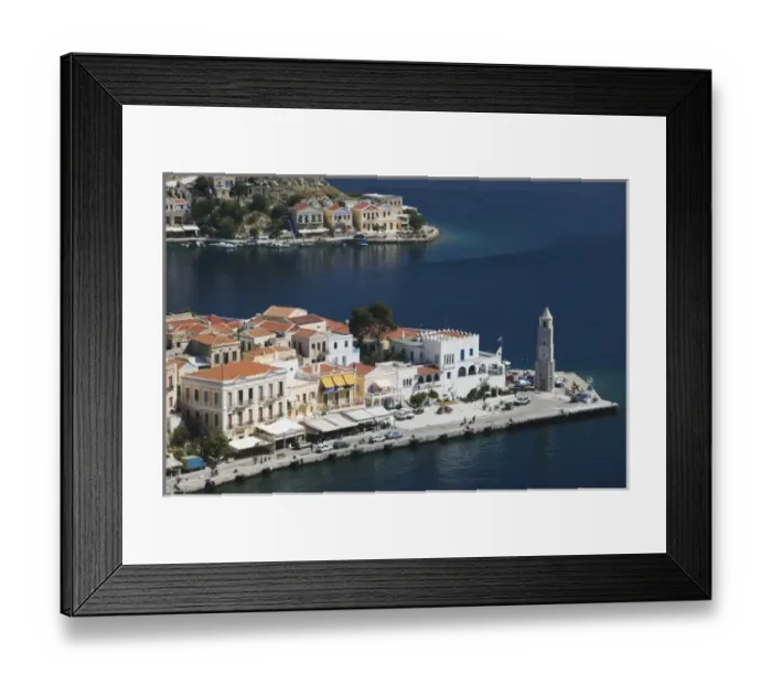 Framed Print : GREECE, Dodecanese Islands, SYMI, Symi Town  /  Gialos: View of Symi Harbor