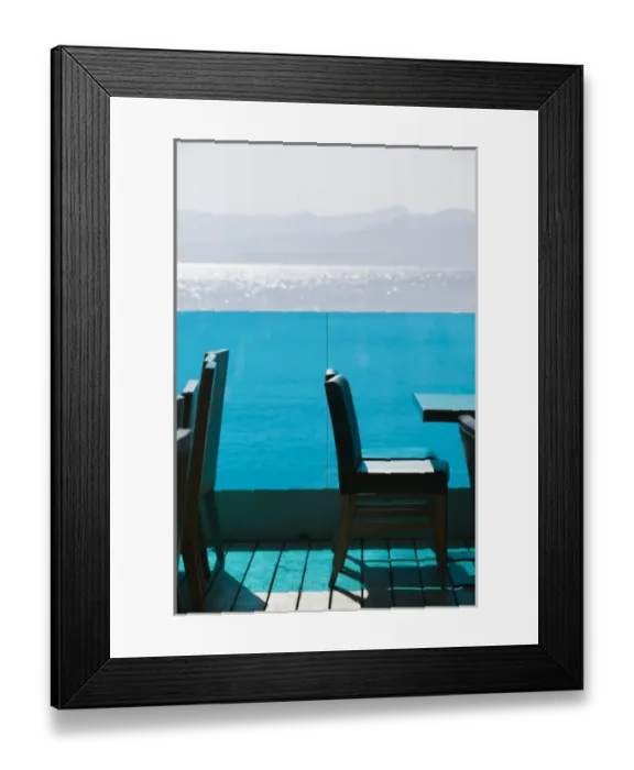 Framed Print : GREECE, CRETE, Iraklio Province, Hersonisos: Eastern Crete Coastline View from Cafe Table Framed Print : GREECE, CRETE, Iraklio Province, Hersonisos: Eastern Crete Coastline View from Cafe Table