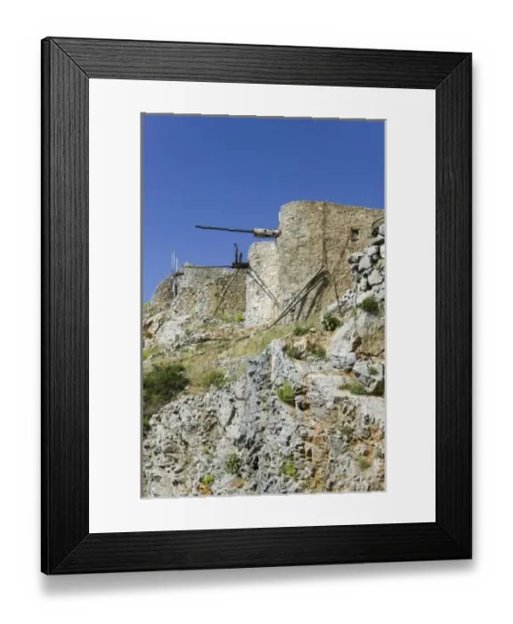 Framed Print : GREECE, CRETE, Iraklio Province, Ano Kera: Windmill Ruins above Lasithi Plateau